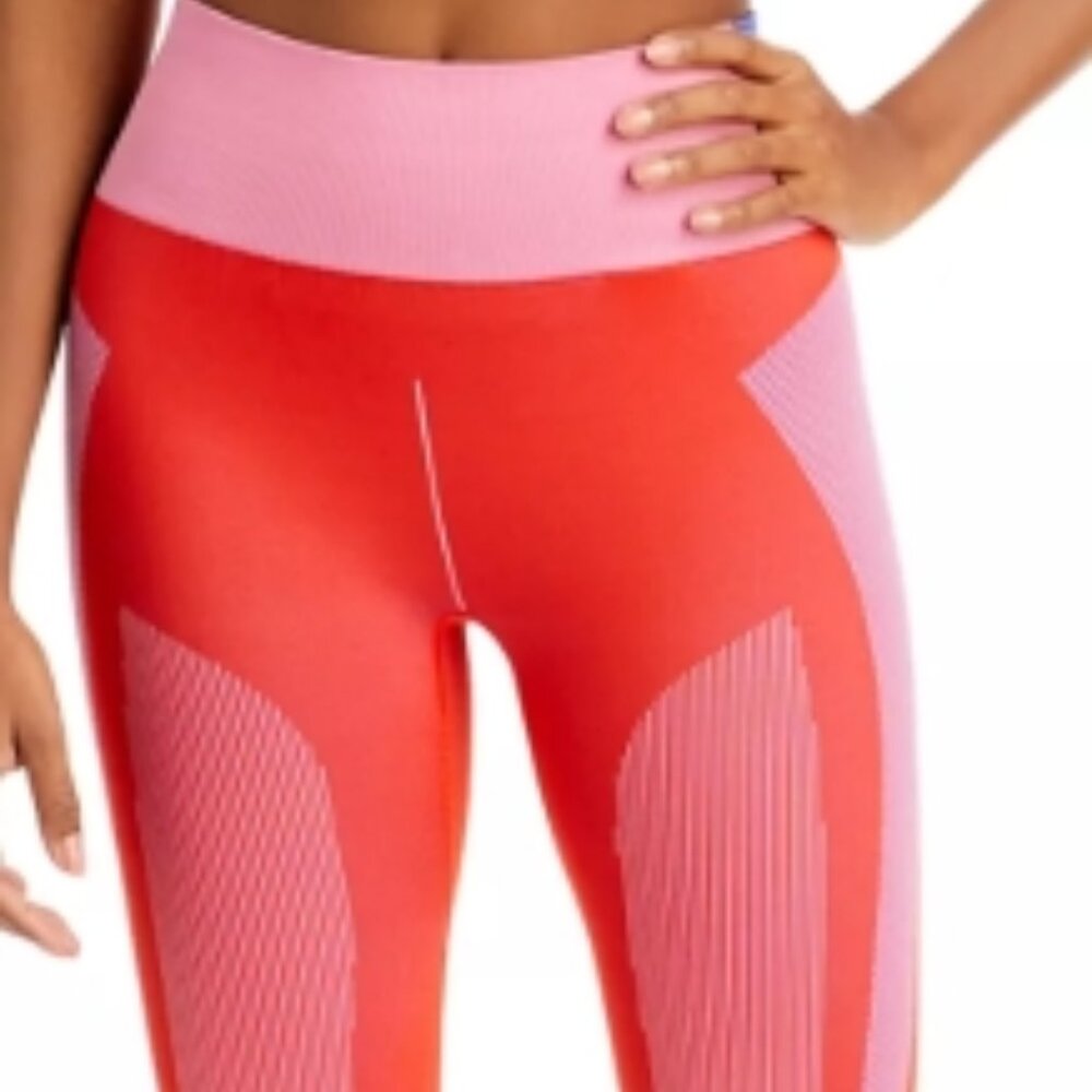 Adidas by Stella McCartney orange/pink/purple stretch knit leggings set, size L